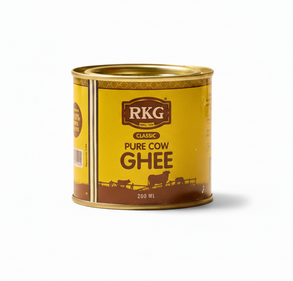 Can of RKG Classic Pure Cow Ghee on a white background