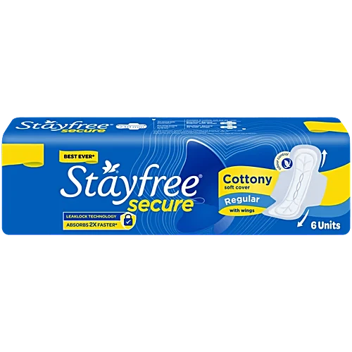 STAYFREE Sanitary Pads - Secure Cottony, 6 pcs