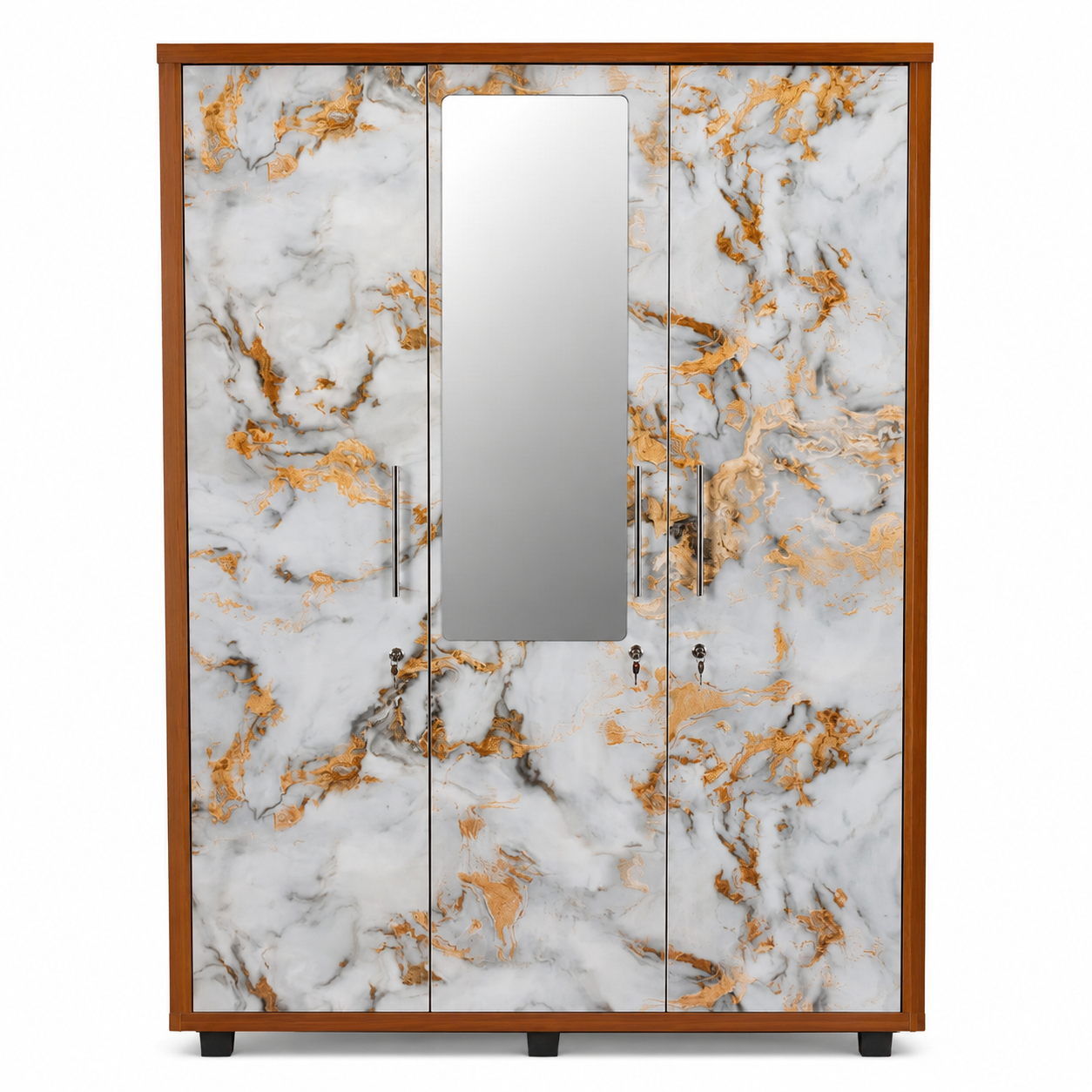 Premium 3-Door Wooden Alamara/Almirah/Wardrobe With Gloss UV Protection Panels
