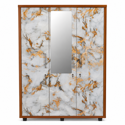 Premium 3-Door Wooden Alamara/Almirah/Wardrobe With Gloss UV Protection Panels