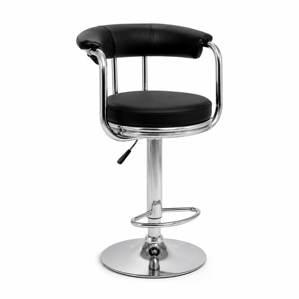 Premium Hydraulic Swivel Bar Stool with Chrome Frame & Footrest - 360˚ Rotation