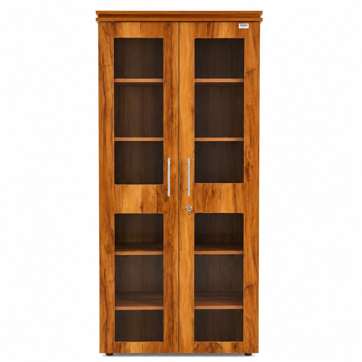 2 Door Newwood Glass Kitchen/Book Storage Cabinet with Display Shelves