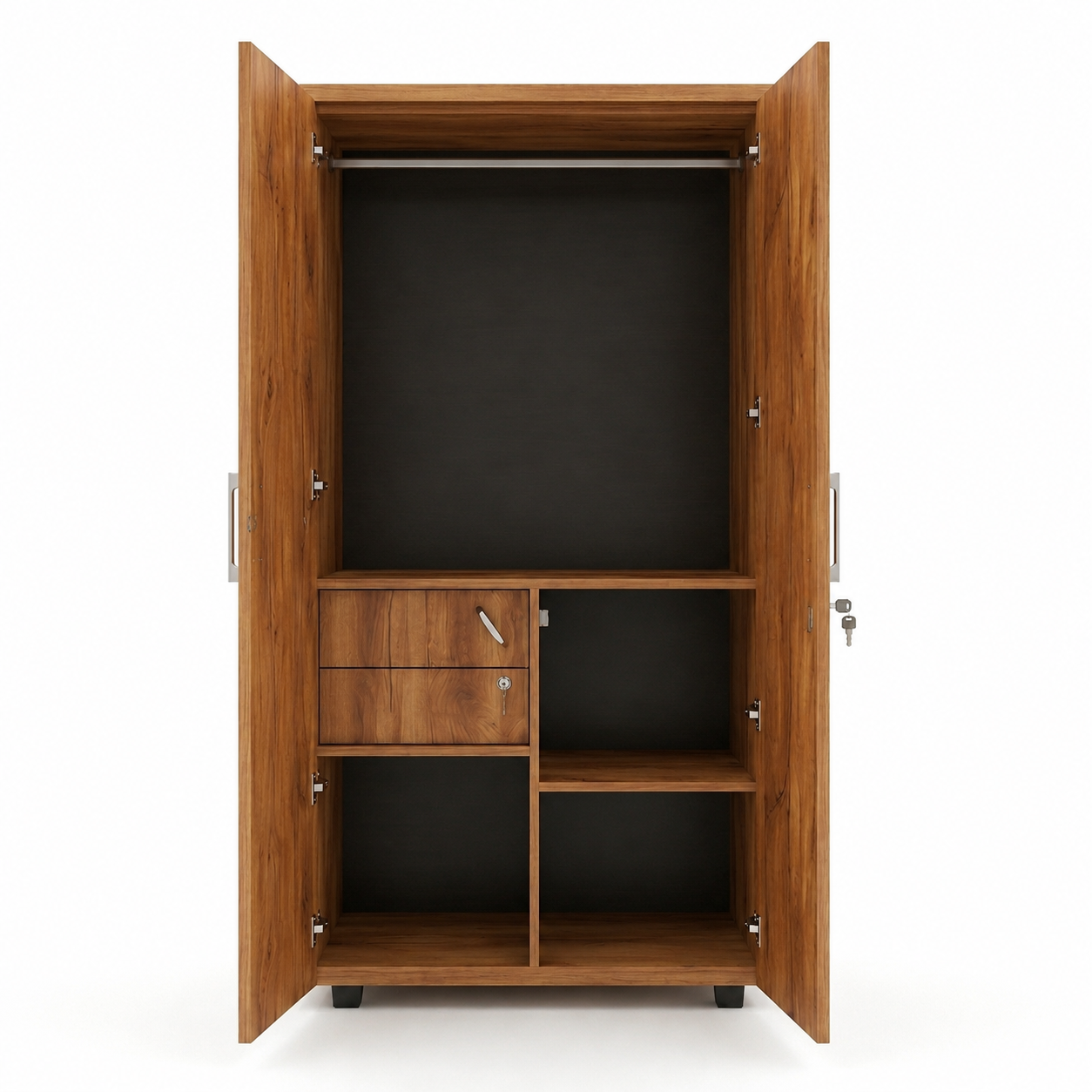 2-Door Compact Clothes  Alamara/Almirah/Wardrobe - 2.5 Feet Sleek Newwood Wardrobe Cabinet with Secure Locker