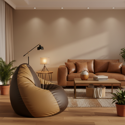 Premium Leatherette Bean Bag Chair for Living Room & Gaming With Filled Beans