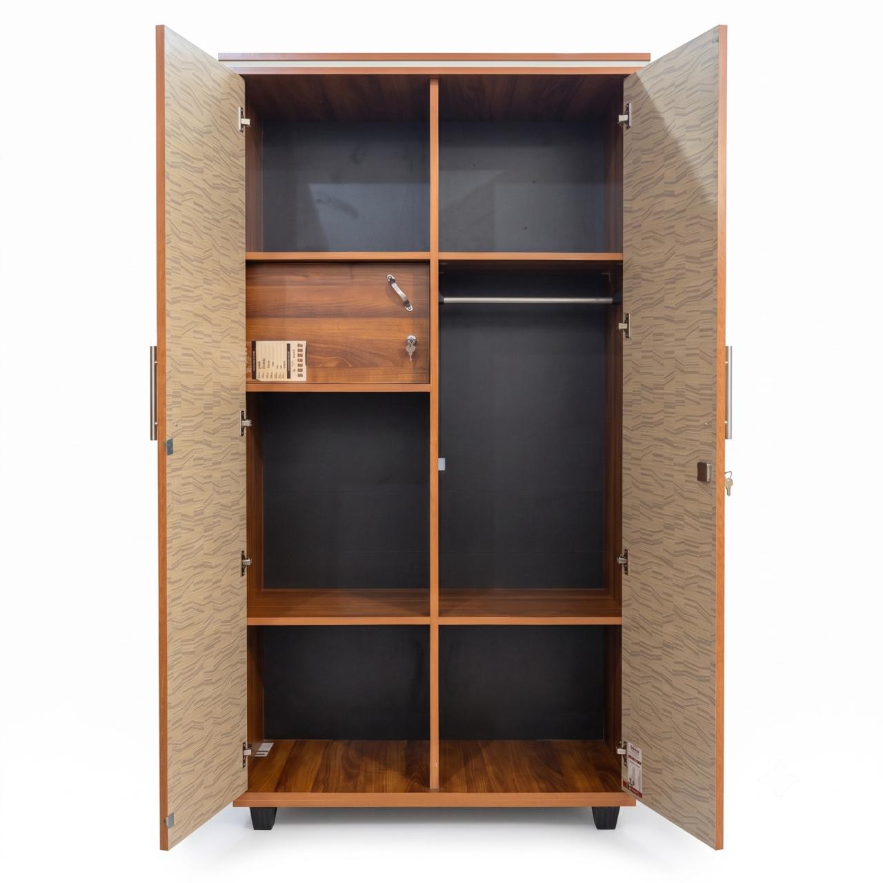 2-Door Wooden Alamara/Almirah/Wardrobe - 3ft With Safety  Locker