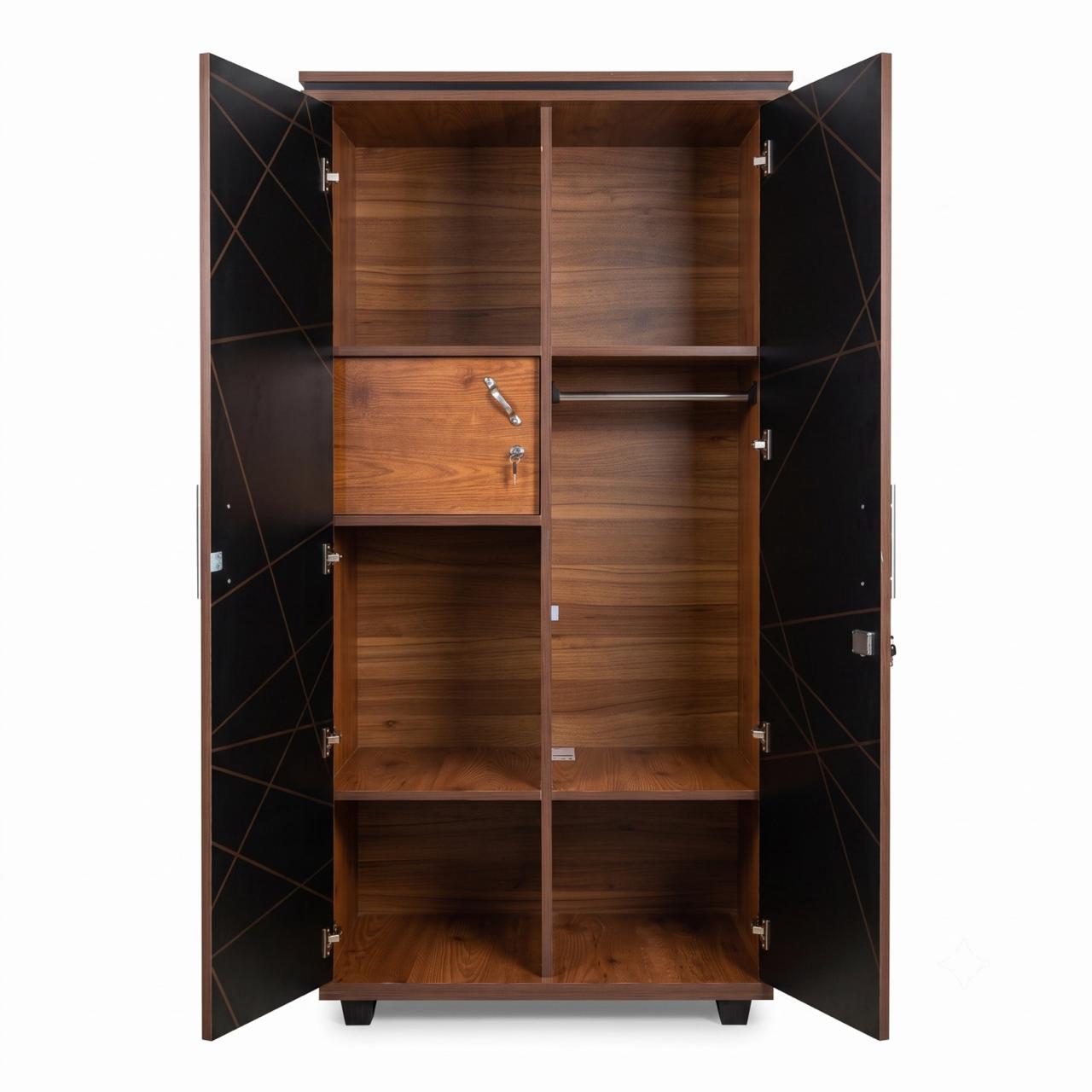 2-Door Wooden Alamara/Almirah/Wardrobe - 2.75ft With Safety  Locker