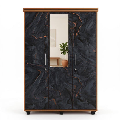 3-Door Multi-Shelf Clothes alamara/Almirah/Wardrobe with Built-In Valuables Vault