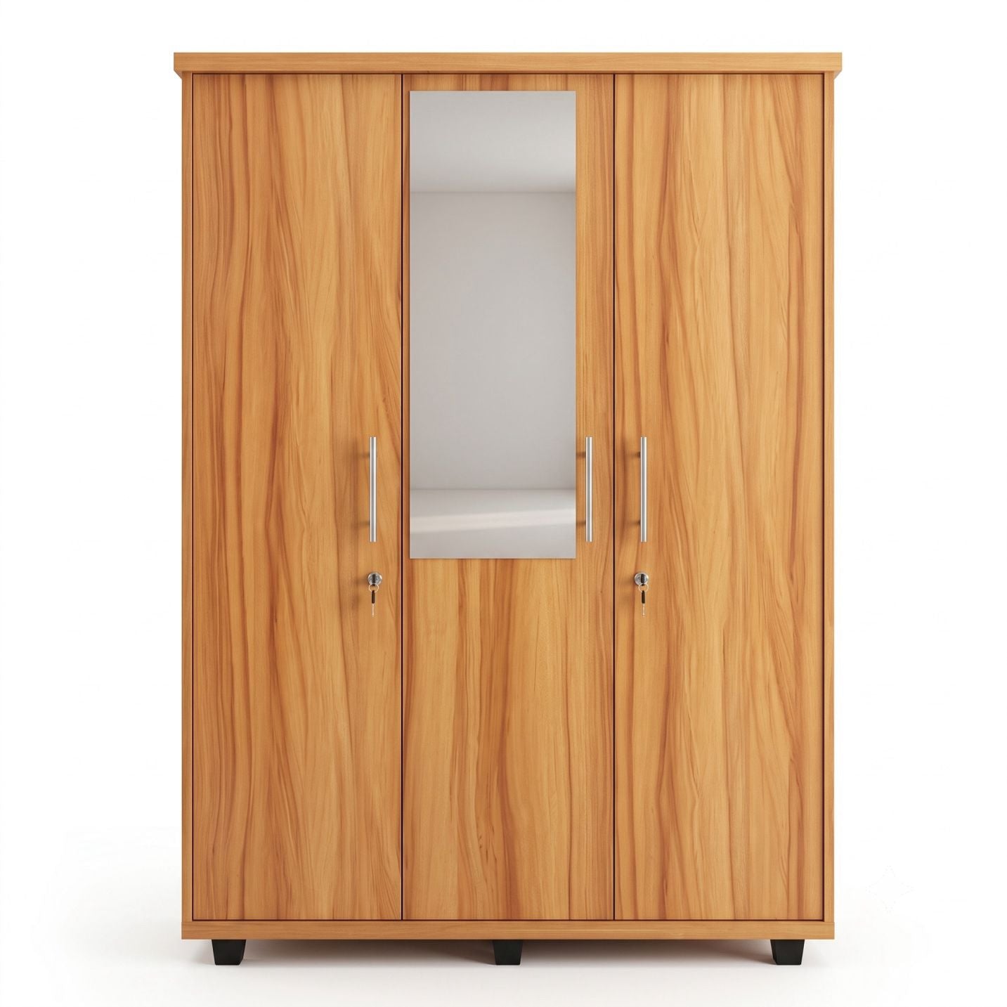3-Door Multi-Shelf Clothes alamara/Almirah/Wardrobe with Built-In Valuables Vault 6ft Height