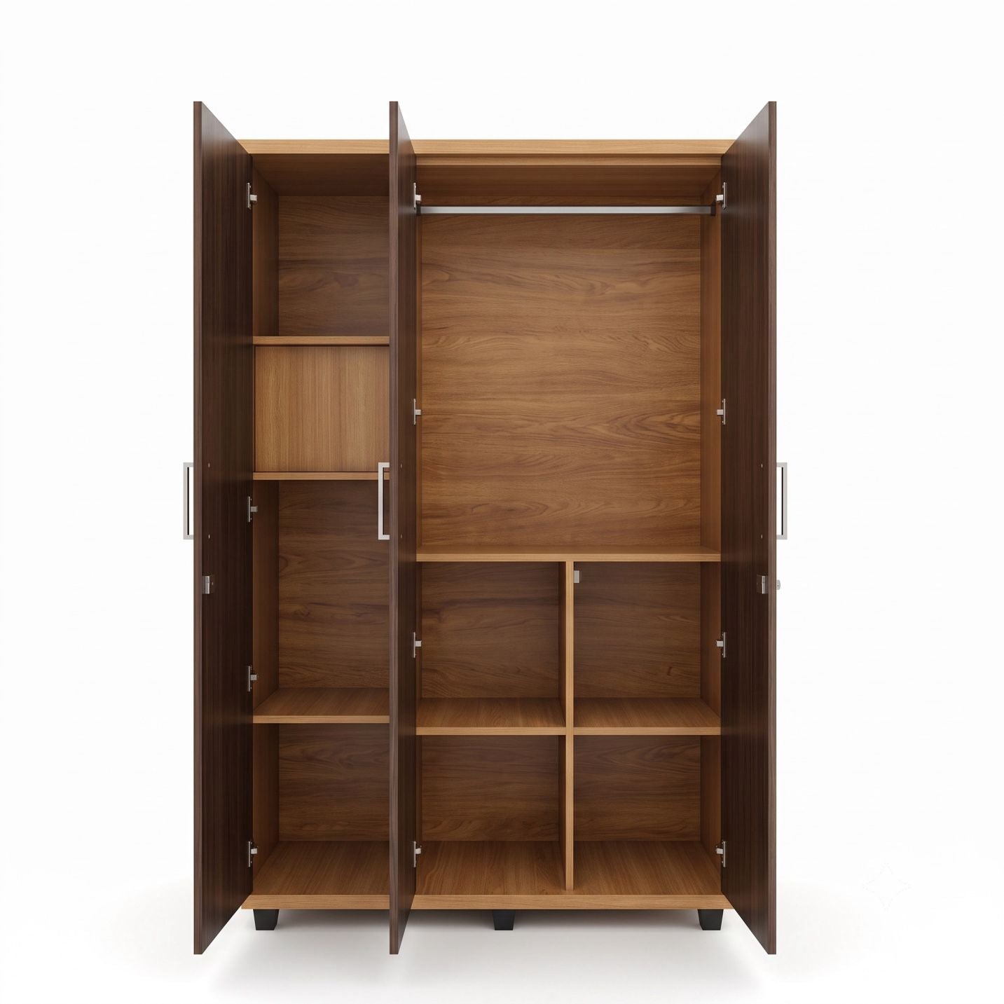 Premium 3-Door Wooden Alamara/Almirah/Wardrobe - Special Wood Board  With Mirror & Locker