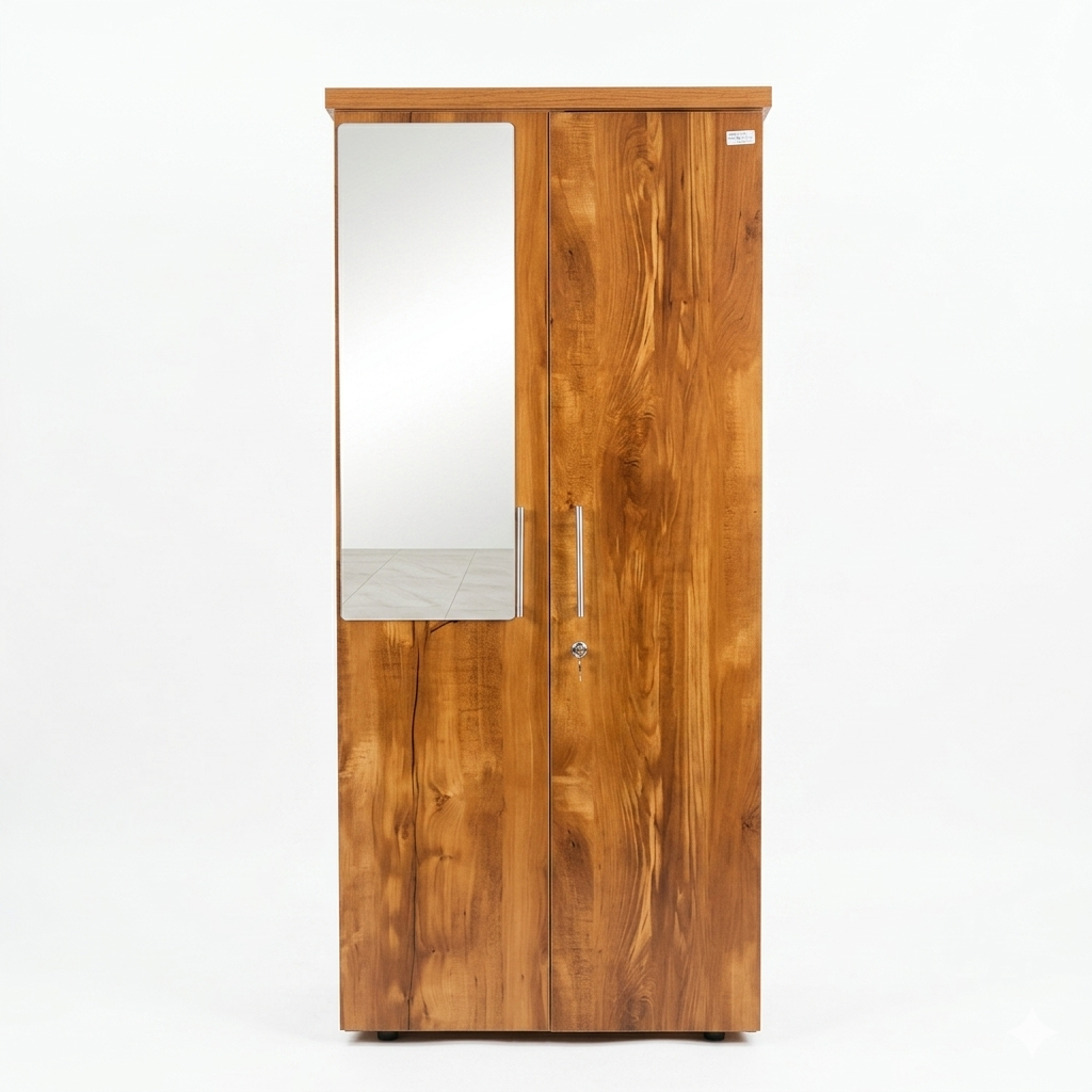 2-Door Compact Clothes  Alamara/Almirah/Wardrobe - 2.5 Feet Sleek Newwood Wardrobe Cabinet with Secure Locker