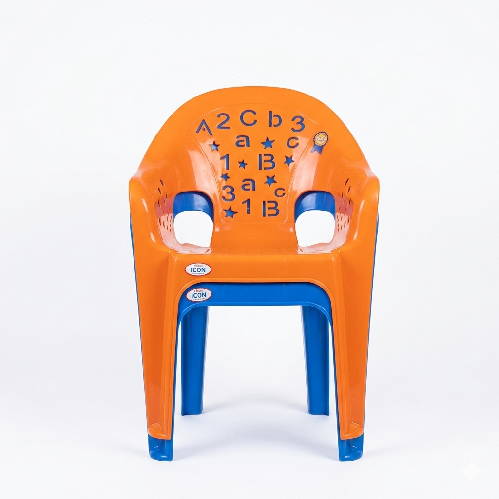 Resto Ergonomic Small-Size Plastic Chair – Comfortable High-Back Design with Armrests, Stackable Toddler Seating