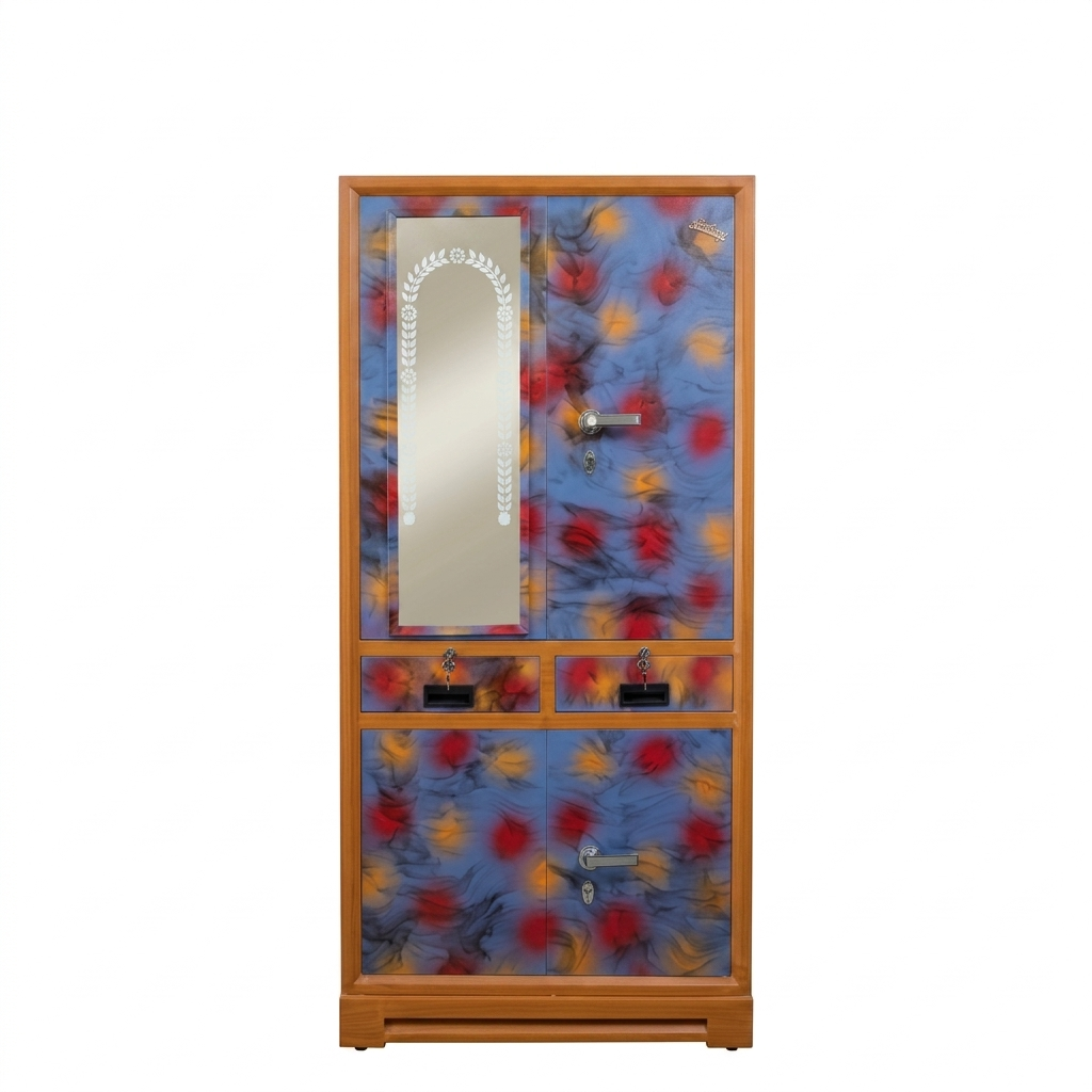 Digital Floral Printed Metal 4-Door Metal Alamara/Almirah/Wardrobe Cabinet