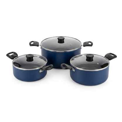 Spanio Non-Stick Biryani Pot Cookware Set with Glass Lids & Spatulas - 9-Piece Combo