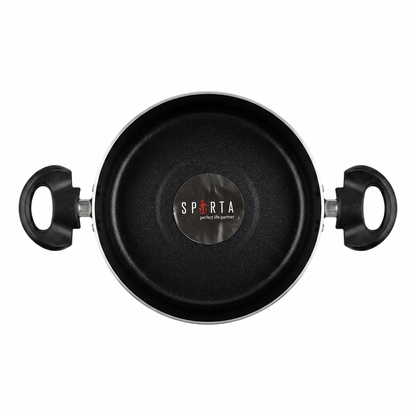 Spanio Non-Stick Biryani Pot Cookware Set with Glass Lids & Spatulas - 9-Piece Combo