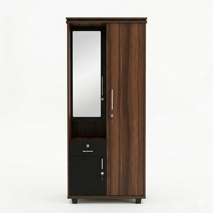 2-Door Wooden Alamara/Almirah/Wardrobe with Integrated Dressing Mirror