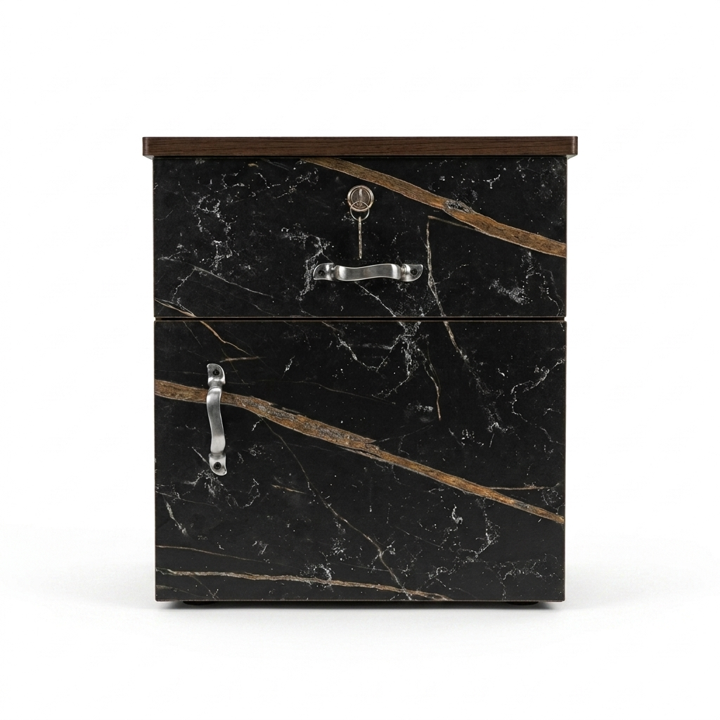 Bedroom Side Table (Bed Box) with Drawer and Lock Cabinet (46cm H x 40cm W)