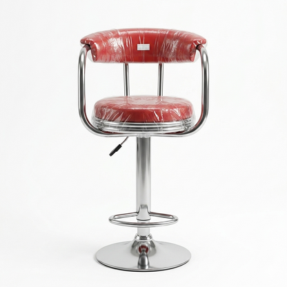 Premium Hydraulic Swivel Bar Stool with Chrome Frame & Footrest - 360˚ Rotation