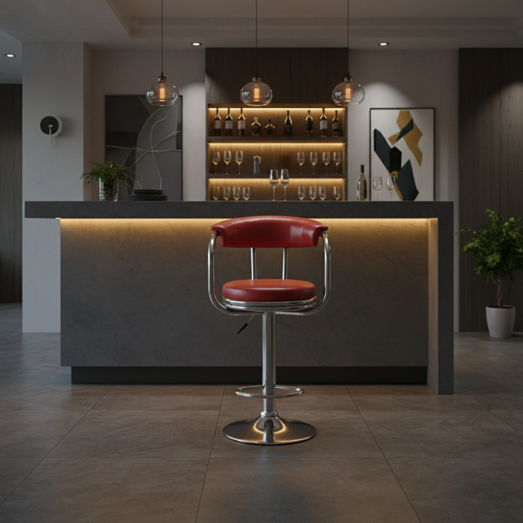 Premium Hydraulic Swivel Bar Stool with Chrome Frame & Footrest - 360˚ Rotation