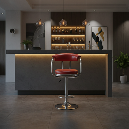 Premium Hydraulic Swivel Bar Stool with Chrome Frame & Footrest - 360˚ Rotation