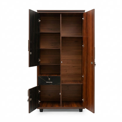 2-Door Wooden Alamara/Almirah/Wardrobe with Integrated Dressing Mirror