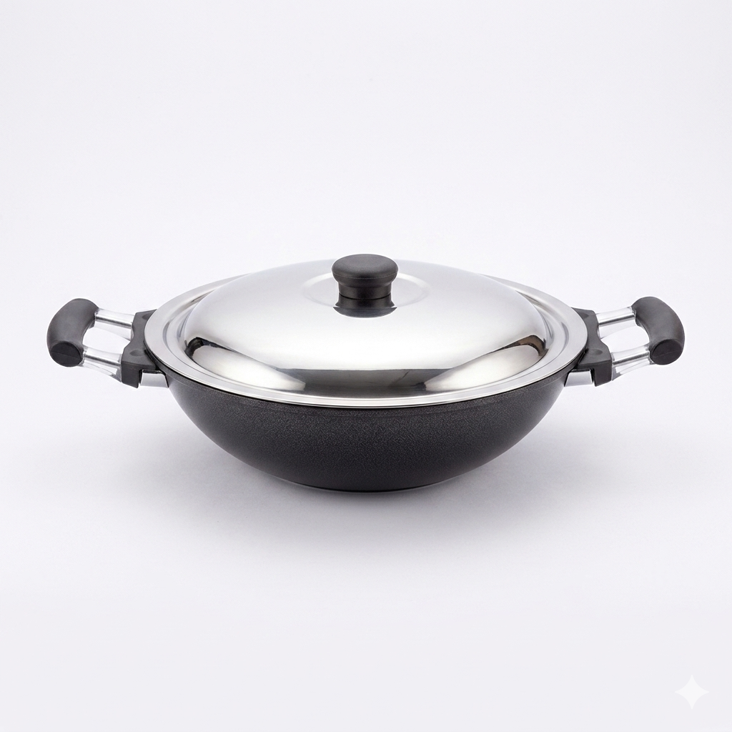 Bell Non-Stick Deep Appa Chatty with Stainless Steel Lid (4mm Extra Thick Base) | 3-Layer Easy Food Release System Appam Pan