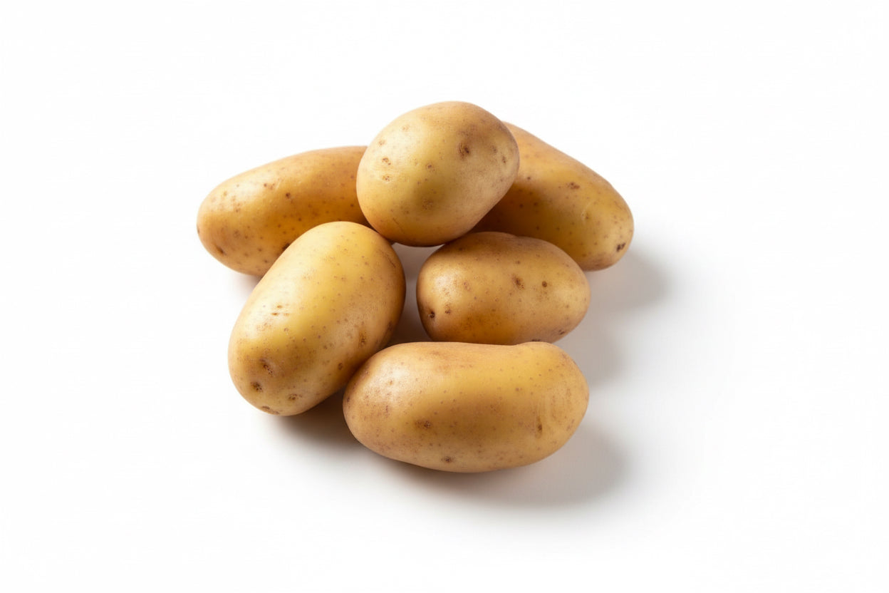 Group of potatoes on a textured surface